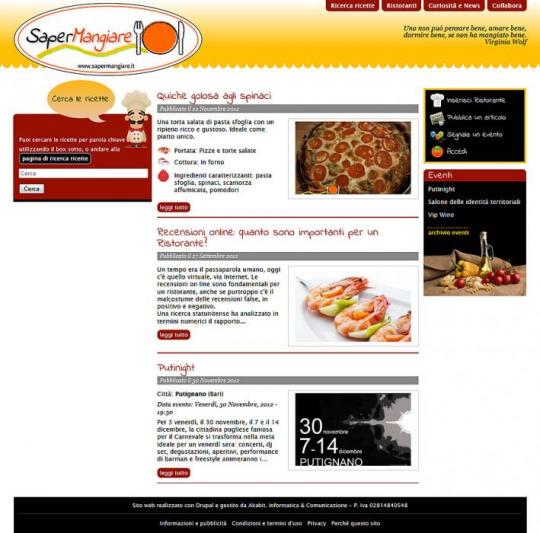 uno screenshot del sito nella versione precedente